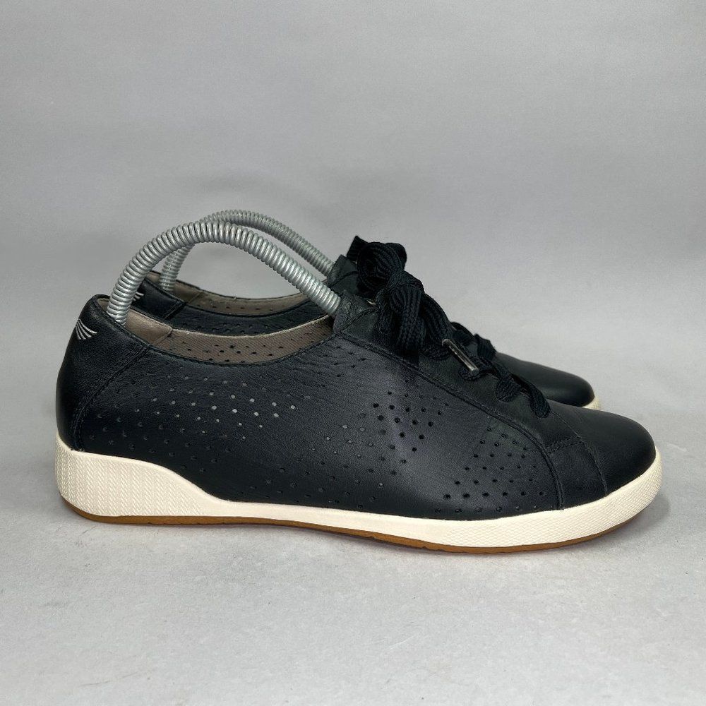 Dansko Orli Shoes Womens Size 9 Black Perforated Leather Lace Up Casual Sneakers